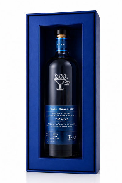 Tequila Casa Dragones Añejo Cristalino 200 Copas Karol G 750ml