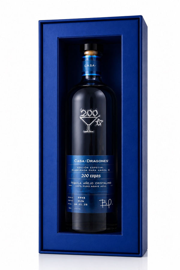 Tequila Casa Dragones Añejo Cristalino 200 Copas Karol G 750ml
