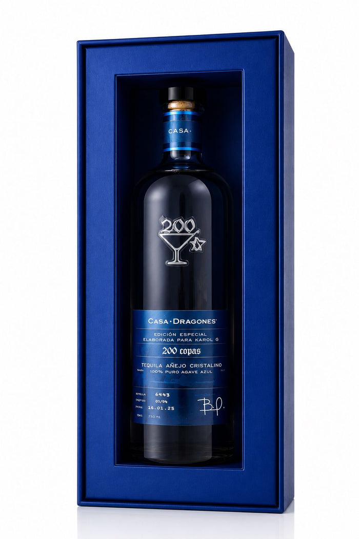 Tequila Casa Dragones Añejo Cristalino 200 Copas Karol G 750ml